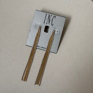 I.N.C. International Concepts Gold-Tone Rhinestone & Chain Linear Earrings - NWT